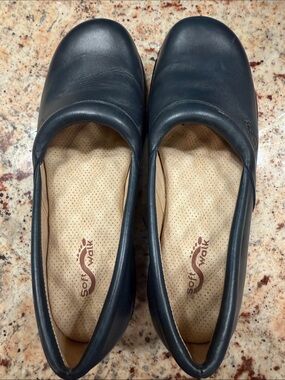 SoftWalk Navy Blue Leather Slip-On Women's Flats